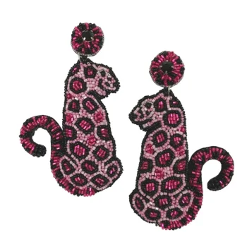 New Allie Beads Pink Leopard Earrings