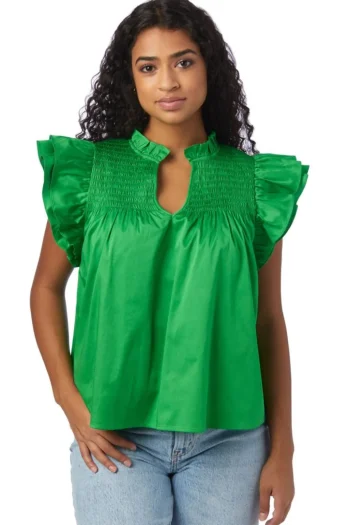 Discount Crosby By Mollie Burch Layla Top - Bright Fern