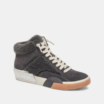 New Dolce Vita Zilvia Plush Sneakers Anthracite Suede
