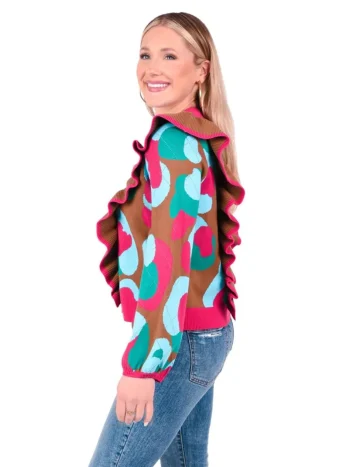 New Emily McCarthy Lillian Sweater Meadowbrook Spot Cheetah