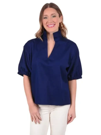 Clearance Emily McCarthy Poppy Top Navy Cotton Poplin
