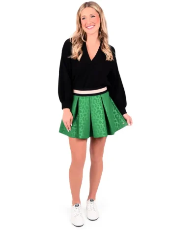 Discount Emily McCarthy Sydney Skirt Evergreen Cheetah