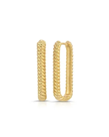 New Jurate LA Effie Square Texture Hoop Earrings