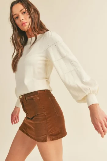 Clearance &Merci &Merci Pointelle Puff Sleeve Sweater