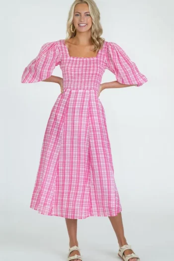 Clearance Olivia James The Label Bridget Dress Country Plaid Pink
