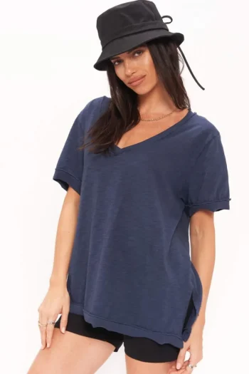 Hot Project Social T Knock Out Tee Navy Peony