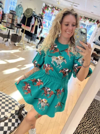 Discount Queen Of Sparkles Green Horse & Jockey Dress