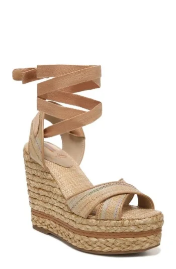 Sale Sam Edelman Vaughn Ankle Wrap Espadrille Platform Wedge Sandal
