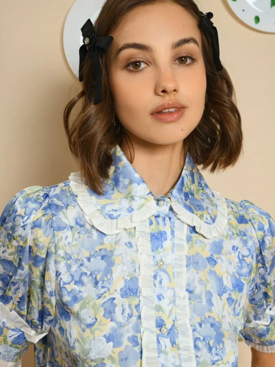 sister-jane-sky-floral-ruffle-tplLrVjM-4.webp Hot Sister Jane Sky Floral Ruffle Blouse - Cornflower Blue