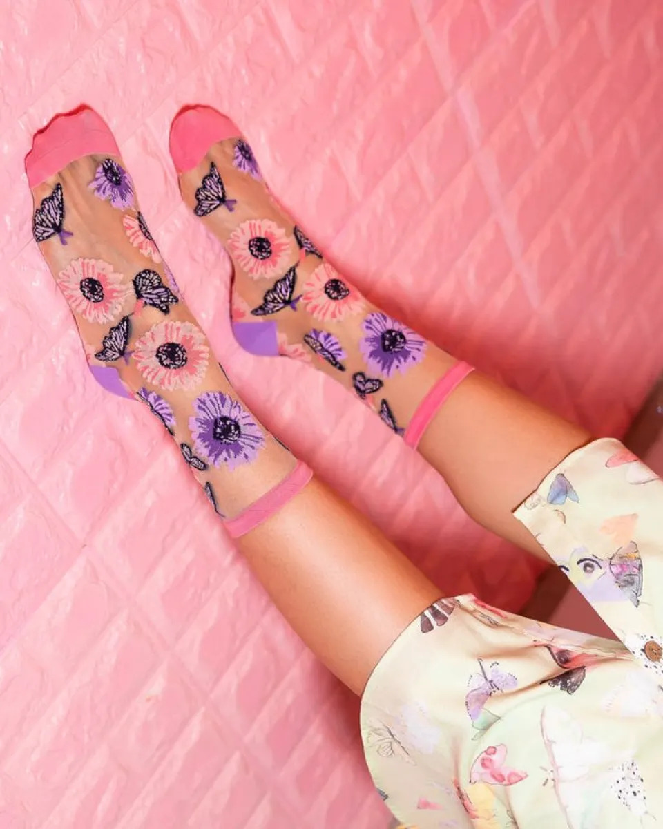 sock-candy-sunflower-butterfly-lYkSIKkY-1.webp Clearance Sock Candy Sunflower Butterfly Sheer Crew Sock