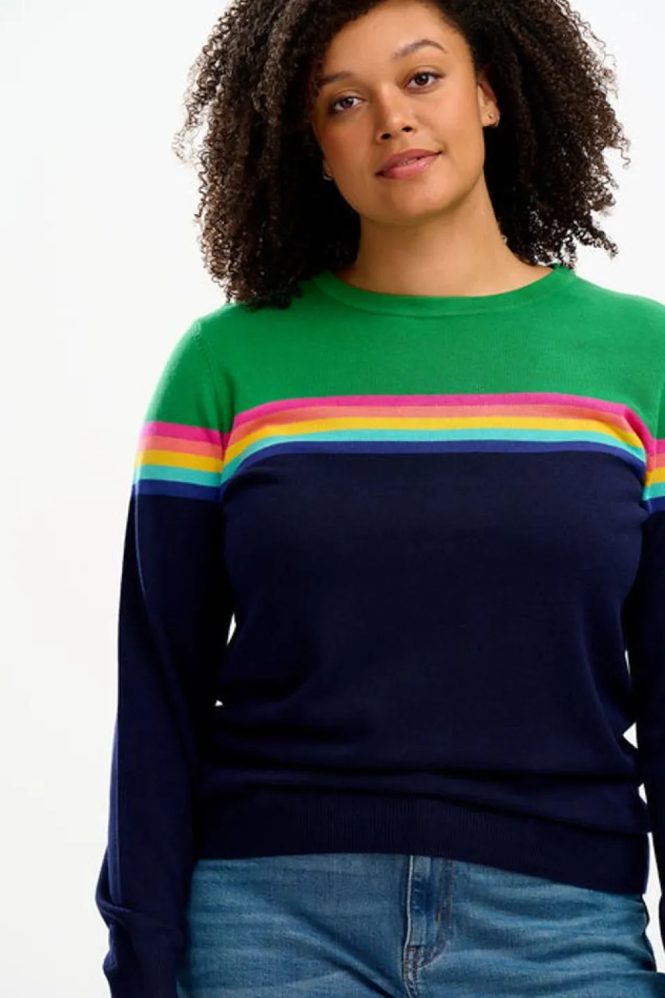 sugarhill-brighton-rita-jumper-KixgdBON-0.webp Fashion Sugarhill Brighton Rita Jumper - Navy/Green, Rainbow Split